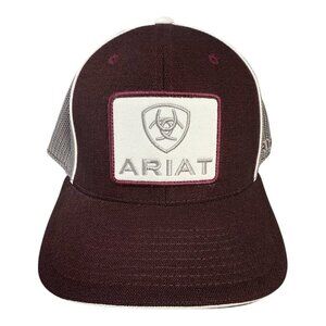 Ariat Mens Flexfit 110 Adjustable Snapback Cap Hat~One Size~Burgundy/Grey L1 41